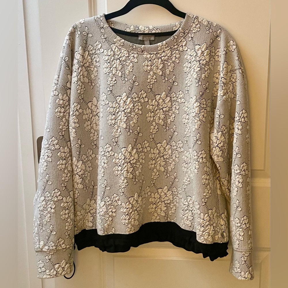 Talbots Cream and Black Floral Sweatshirt